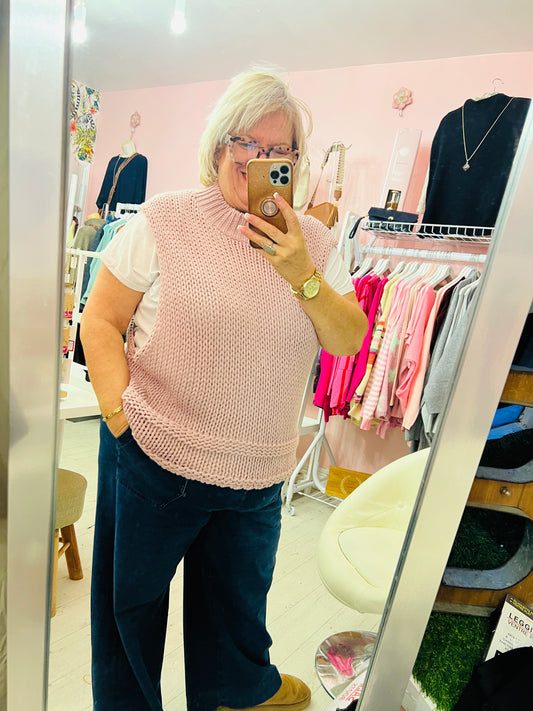 Chrissy Chunky Knit Tank Top Pink
