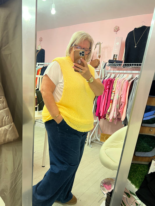Chrissy Chunky Knit Tank Top Yellow