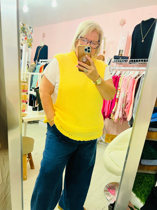 Chrissy Chunky Knit Tank Top Yellow