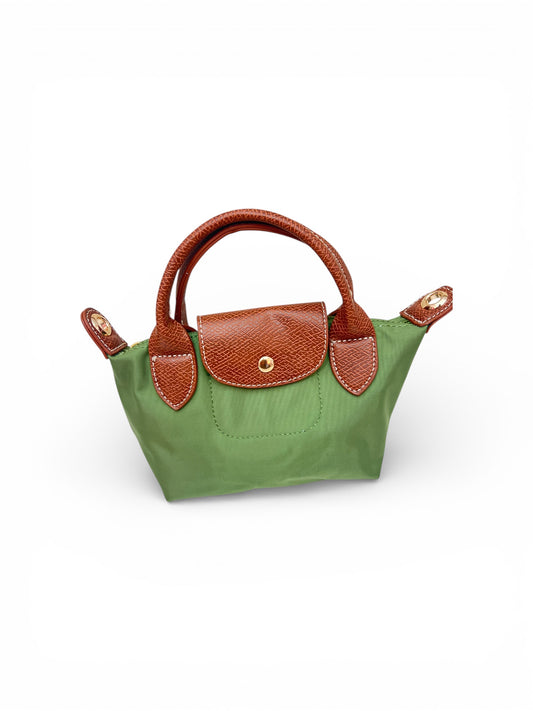 Nylon Small Cross Body Bag Green/ Tan