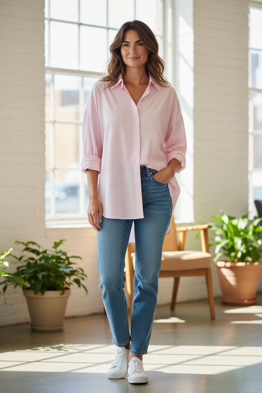Fransa Zane Shirt Pink/White