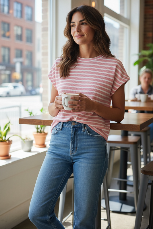 Fransa Frcano Tee Light pink