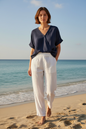 Roxi V neck Top  Navy