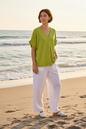 Roxi V neck Top  Lime Green