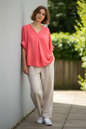 Roxi V neck Top Salmon Pink