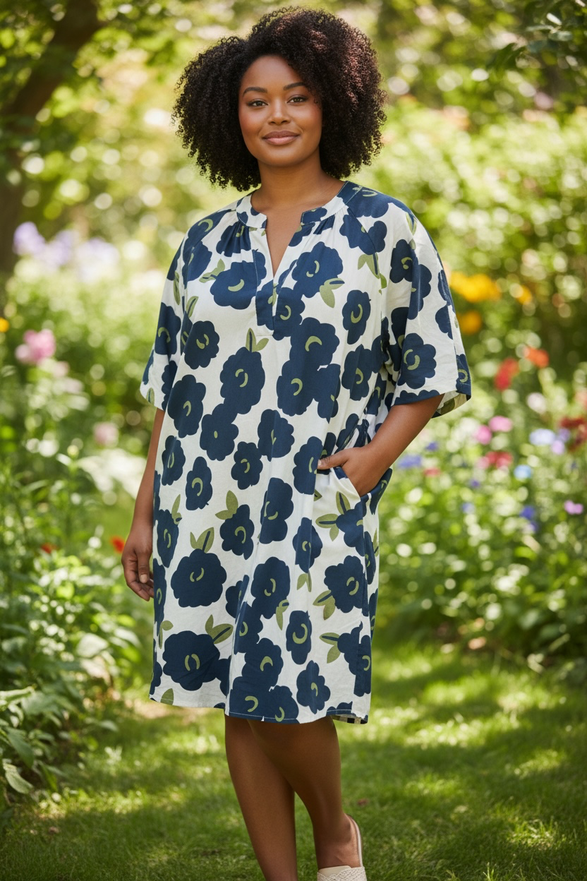 Anna Floral Tunic Navy
