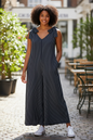Wide leg Pin stripe Dungarees Navy