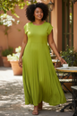 Plisse Maxi Dress Green