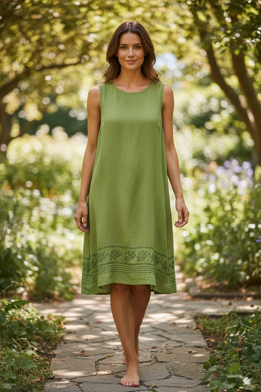 Hem Detailed Textured Midi Dress Pistachio