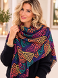 Colourful Geo Swirl Print Wool Scarf