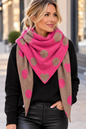 Reversible Heart & Polka Dot Mixed Print Knit Triangle Scarf Pink/Camel