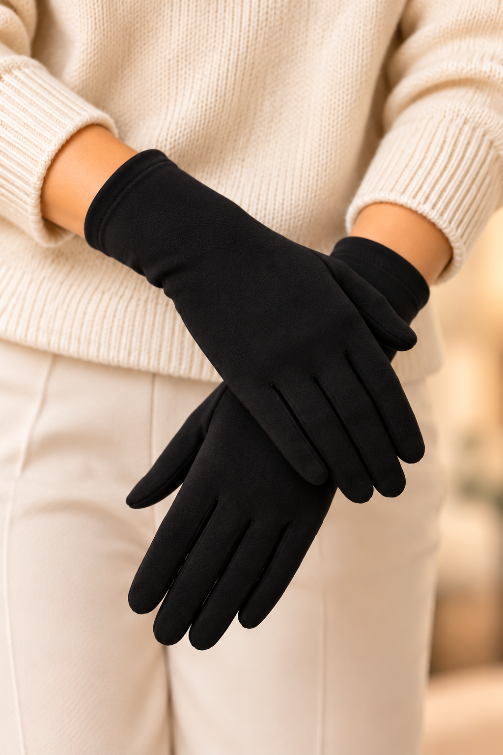 Soft Touch Stretch Gloves with Touchscreen Black
