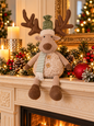 Christmas Sitting Reindeer with stripey Scarf