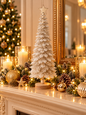 Snowflake Biege and White Felt Christmas Tree