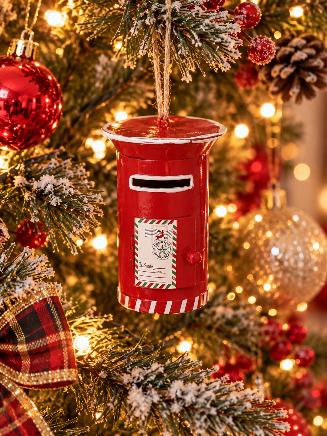 Christmas Metal Hanging Post Box