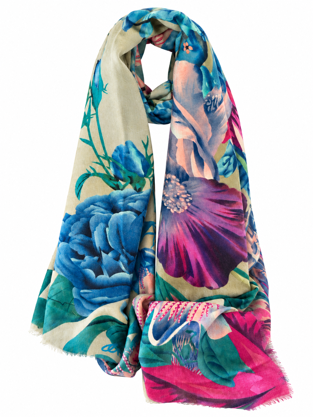 Vintage Botanical Floral Scarf Sage Green