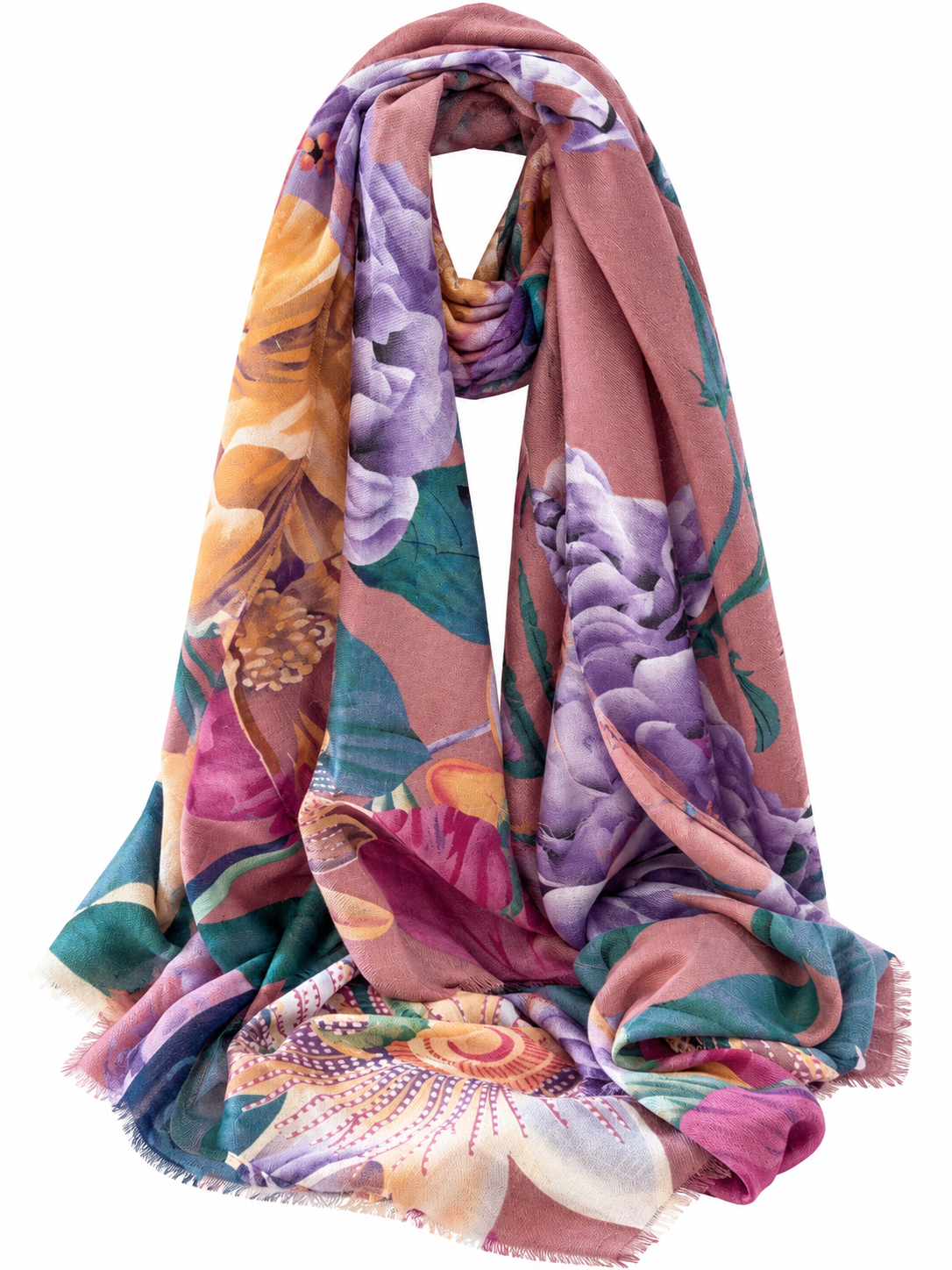 Vintage Botanical Floral Scarf Dusty Rose