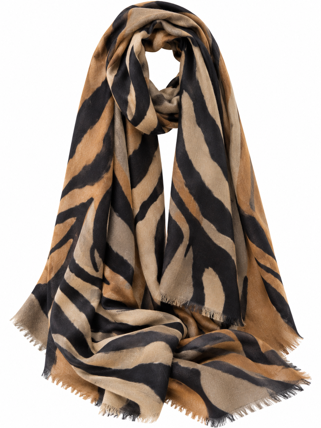 Soft touch Tiger zebra Scarf Brown