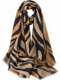 Soft touch Tiger zebra Scarf Brown