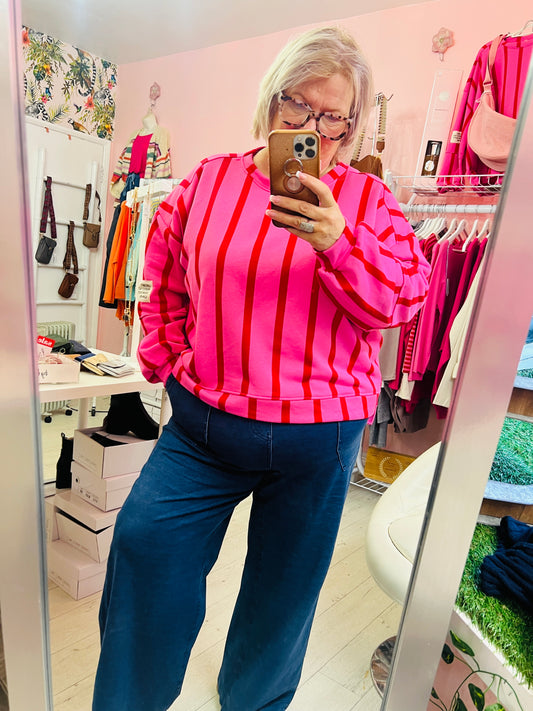 Lexi Stripe Sweater Pink/Red