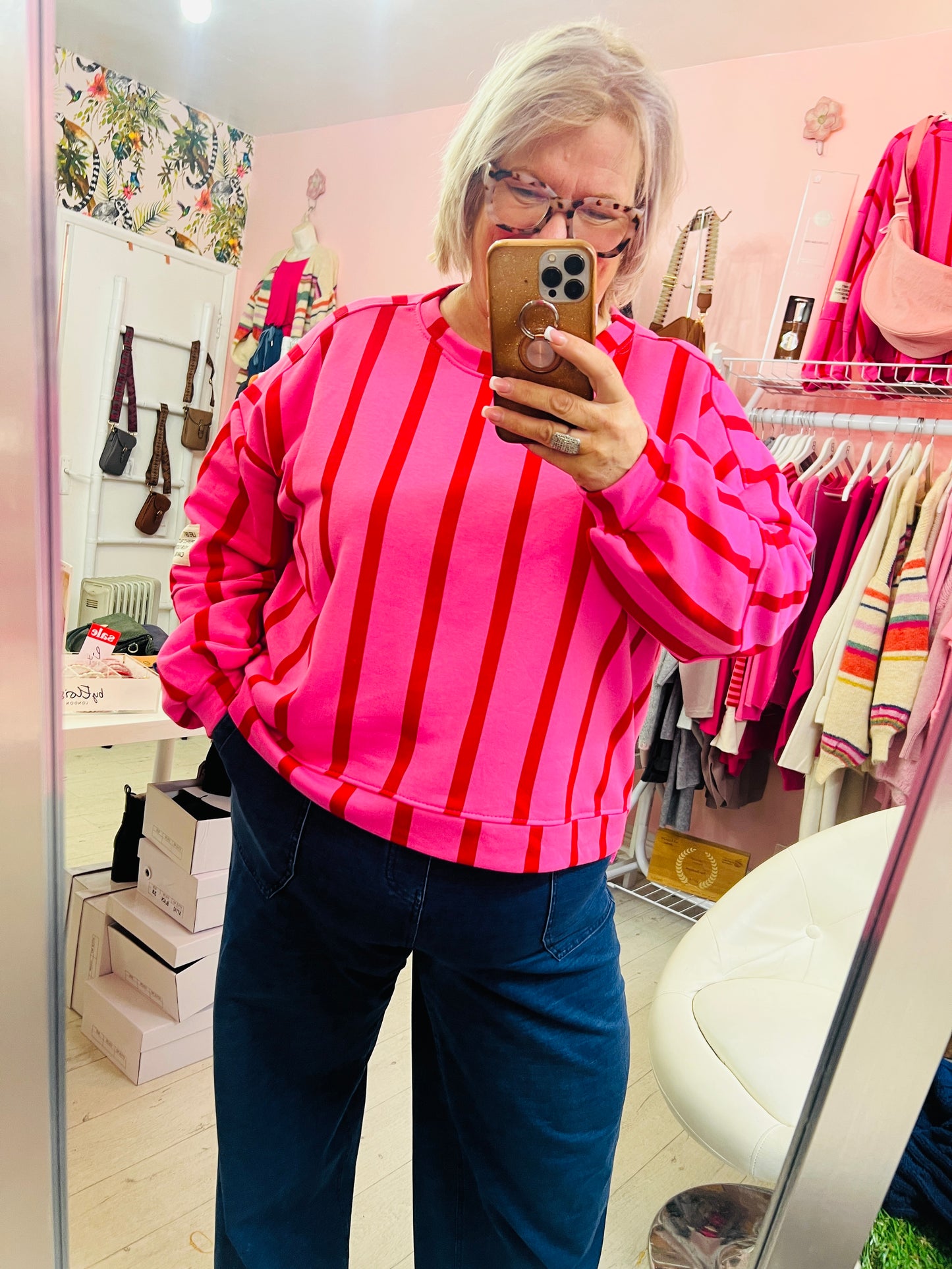 Lexi Stripe Sweater Pink/Red