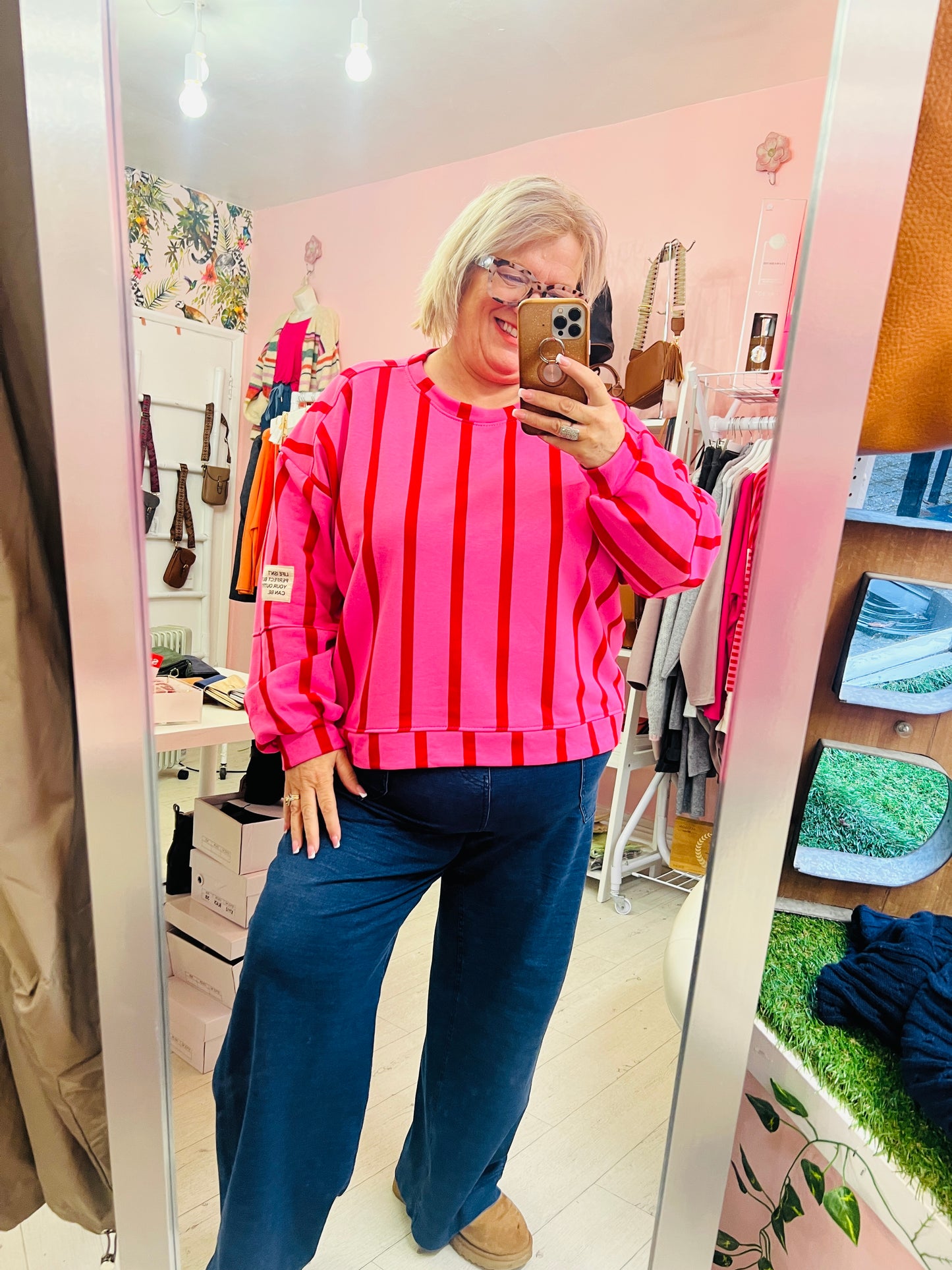 Lexi Stripe Sweater Pink/Red