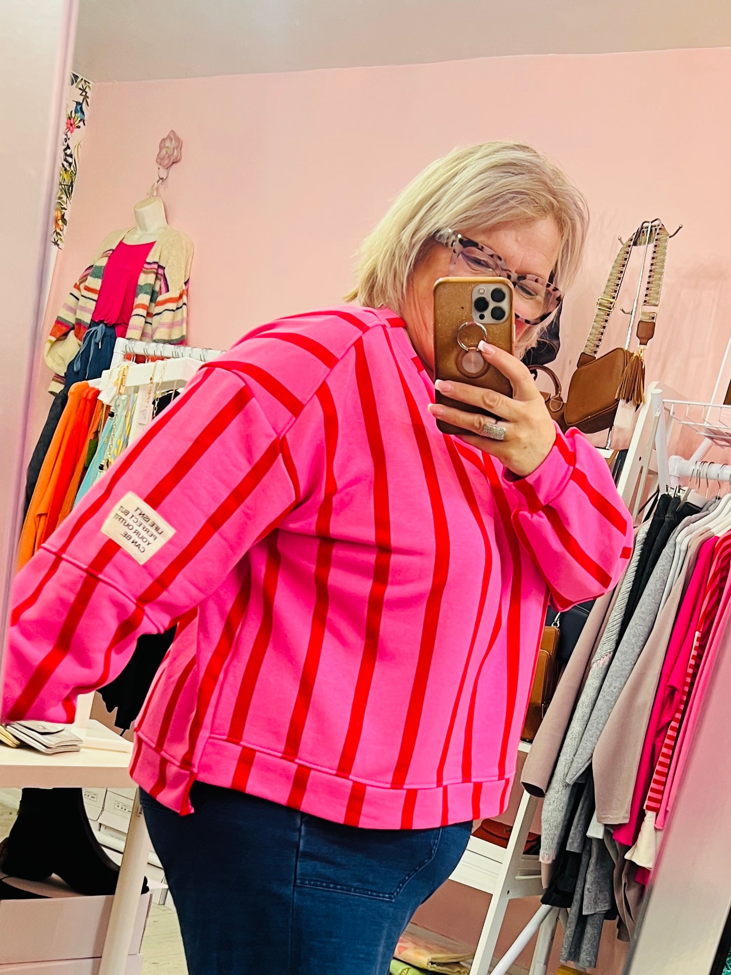 Lexi Stripe Sweater Pink/Red
