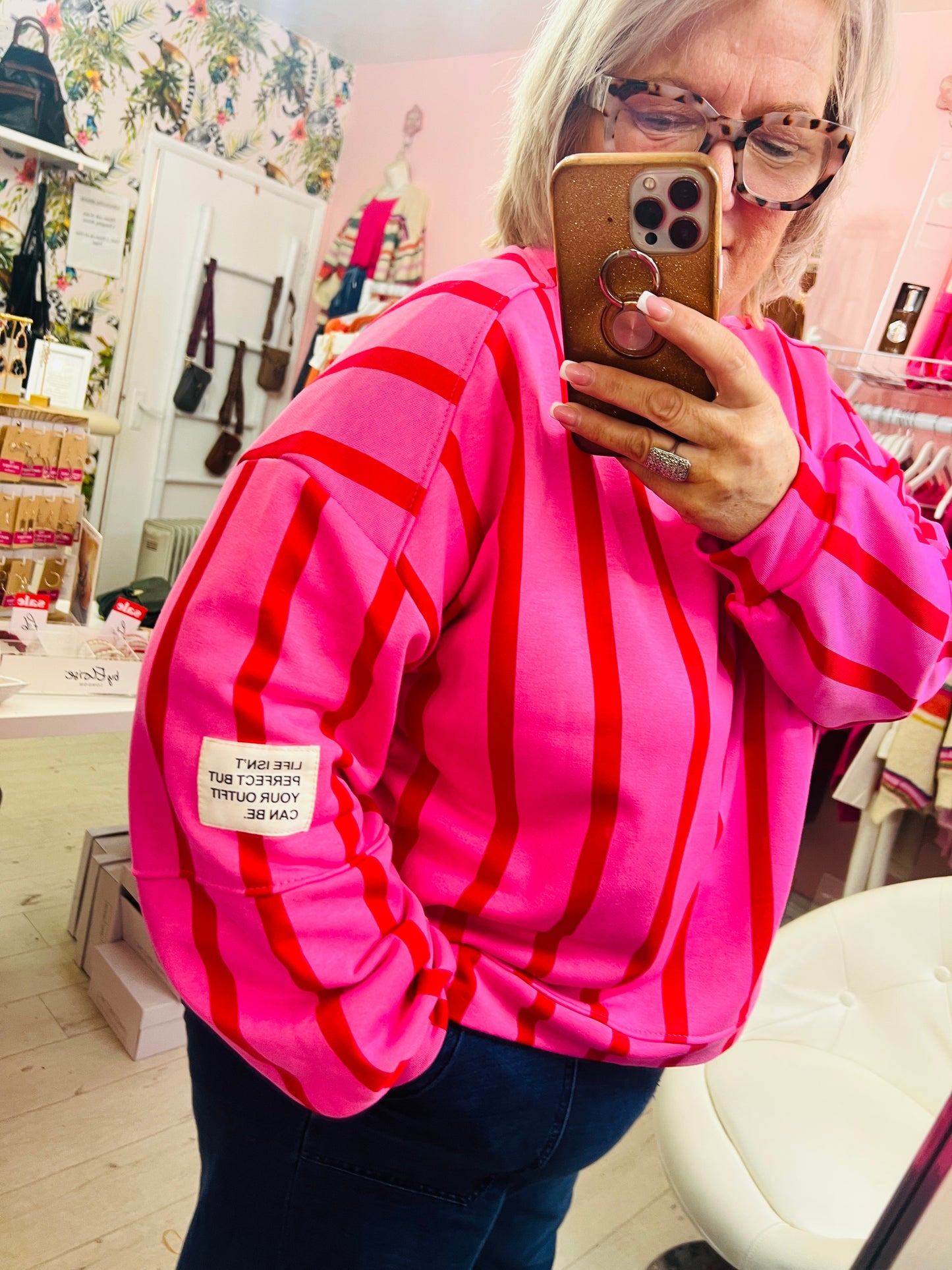 Lexi Stripe Sweater Pink/Red