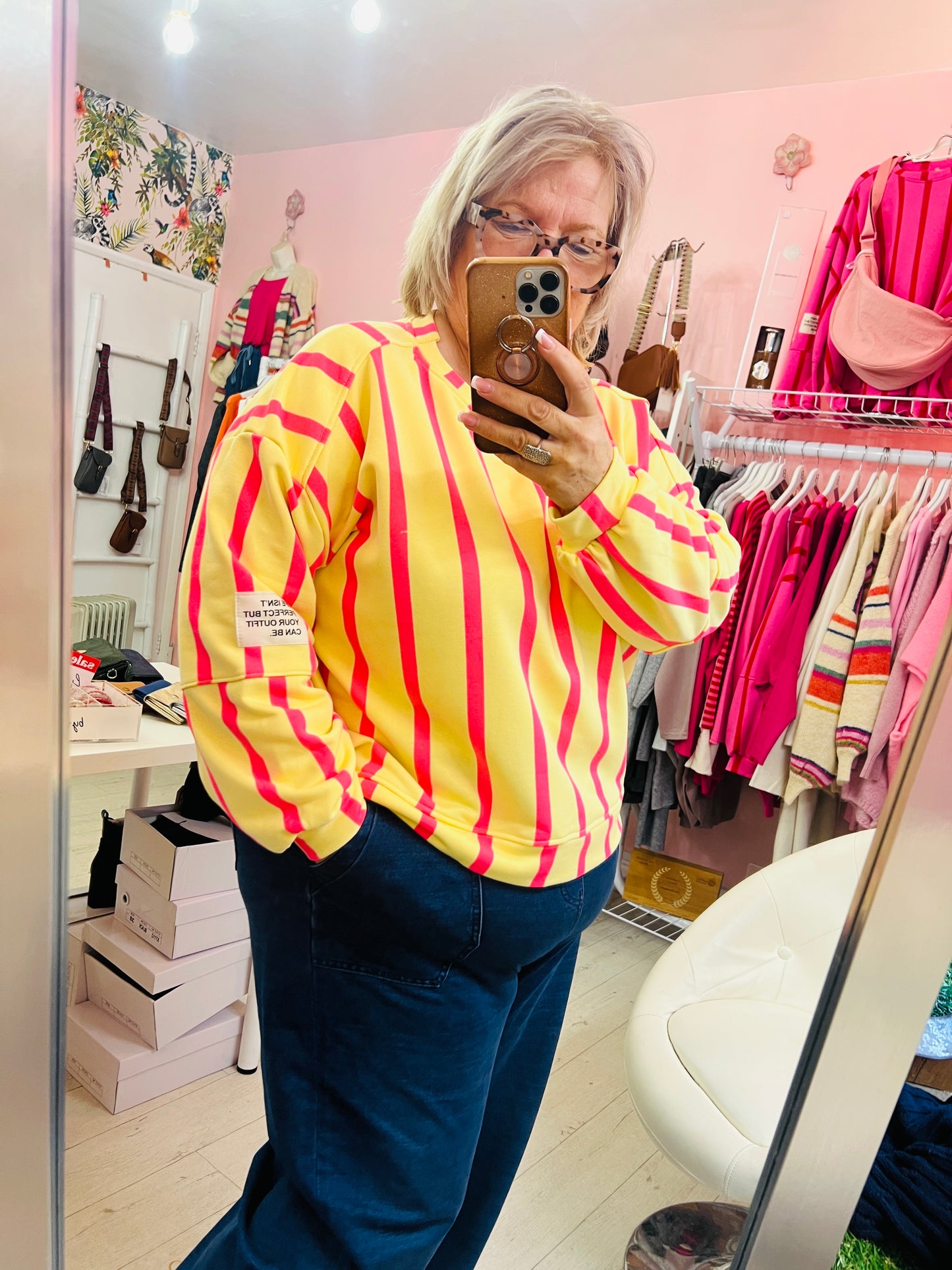 Lexi Stripe Sweater Lemon/Coral