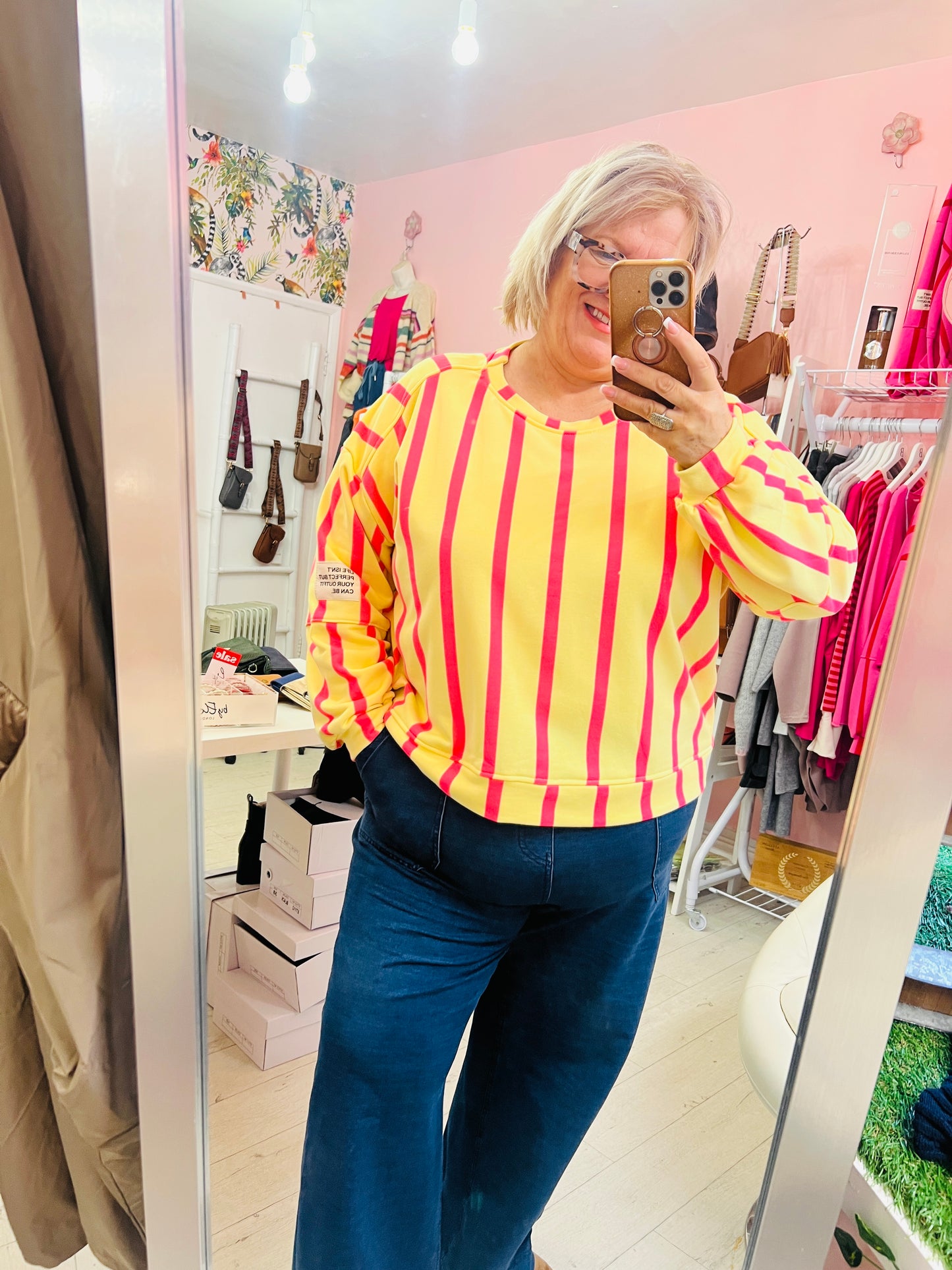 Lexi Stripe Sweater Lemon/Coral