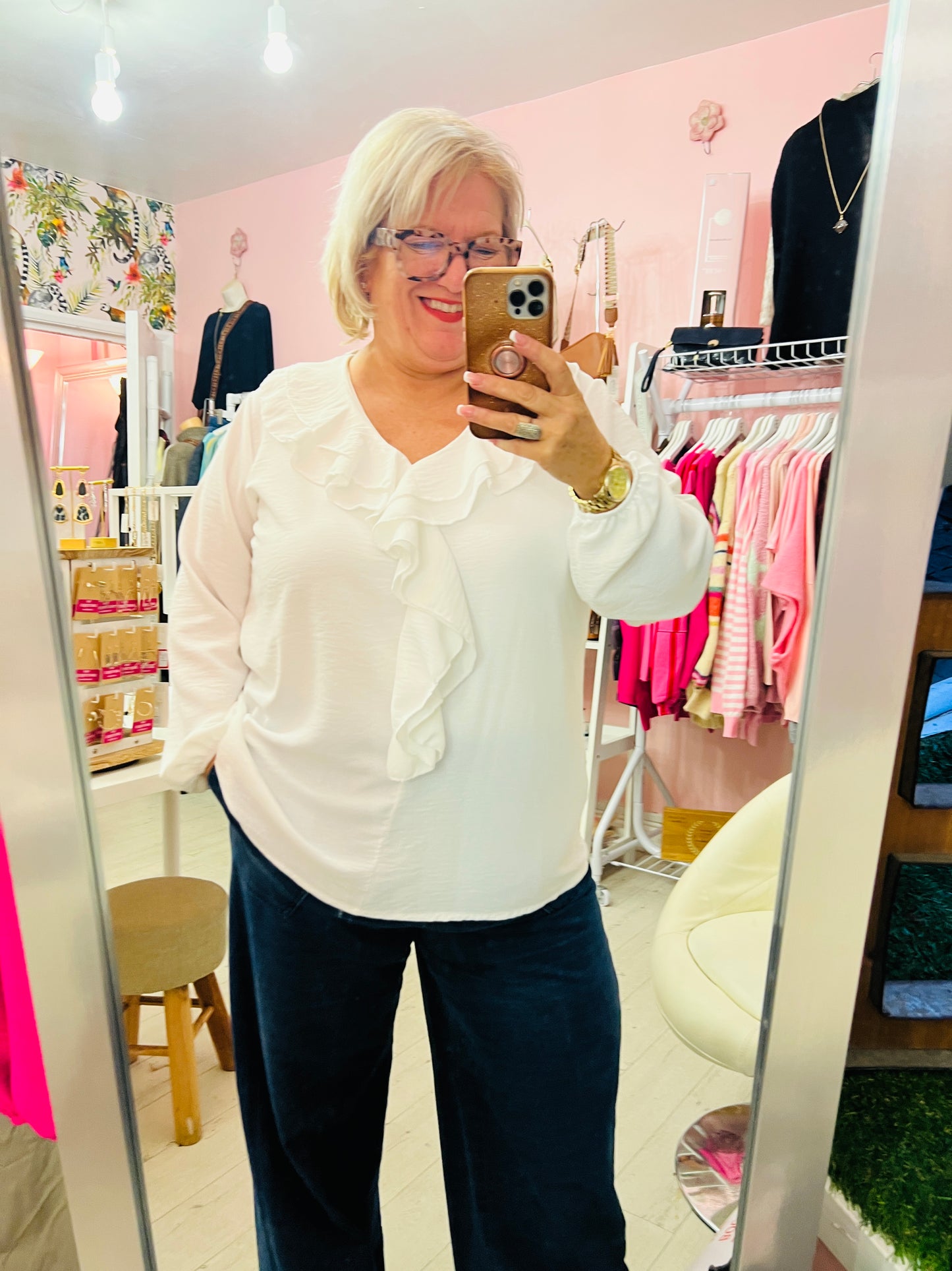 Denny Frill Blouse White