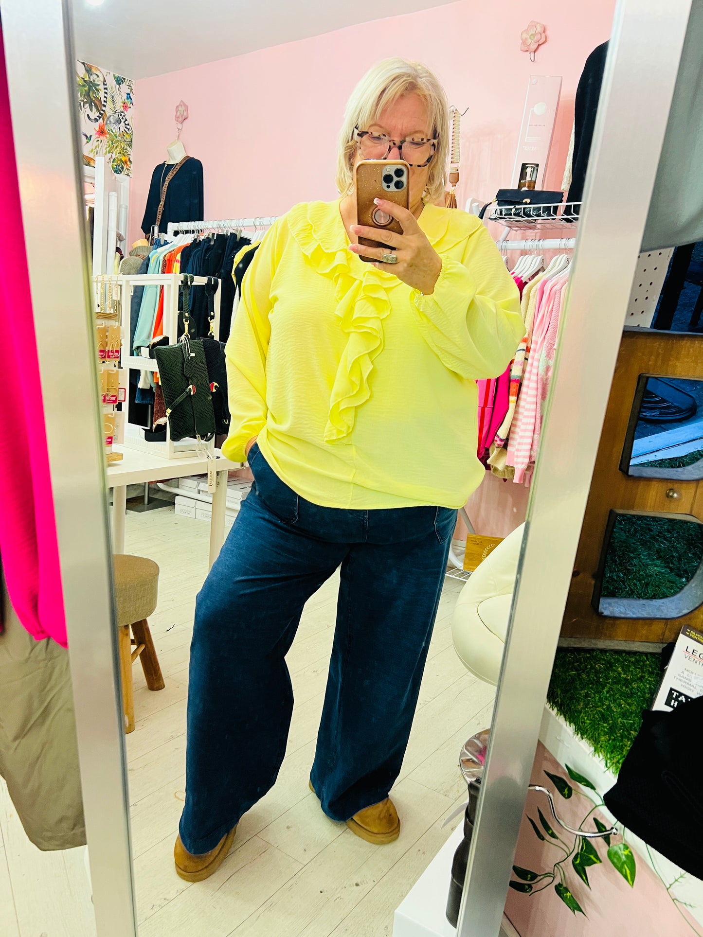 Denny Frill Blouse  Lemon