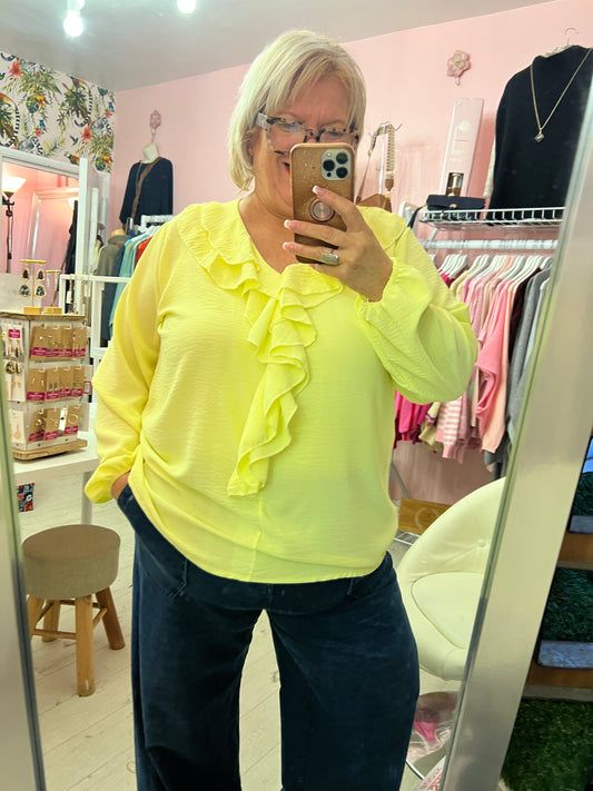 Denny Frill Blouse  Lemon