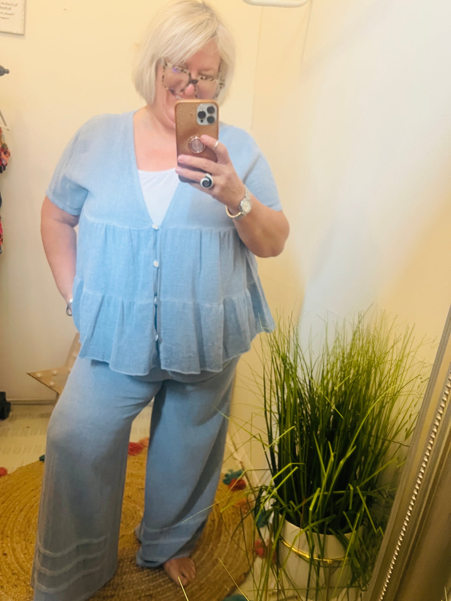 Arizona Collection Cheesecloth Bottom Denim Blue