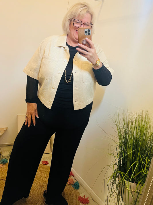 Fransa Damask Jacquard Cream Jacket 3 Sizes