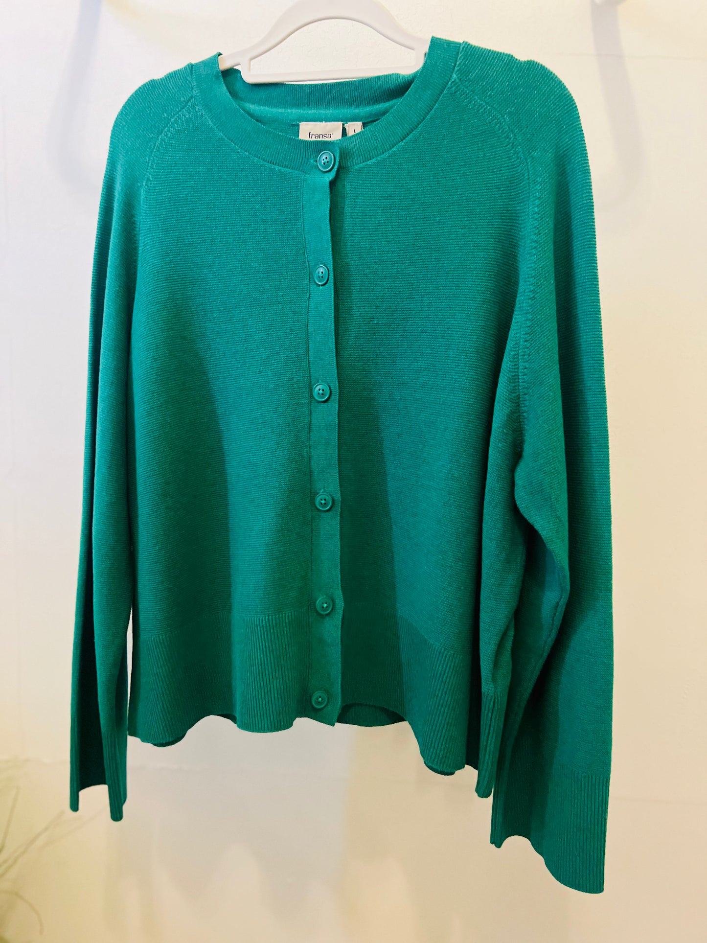 Fransa Lightweight Emerald Green Cardigan