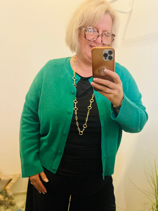 Fransa Lightweight Emerald Green Cardigan