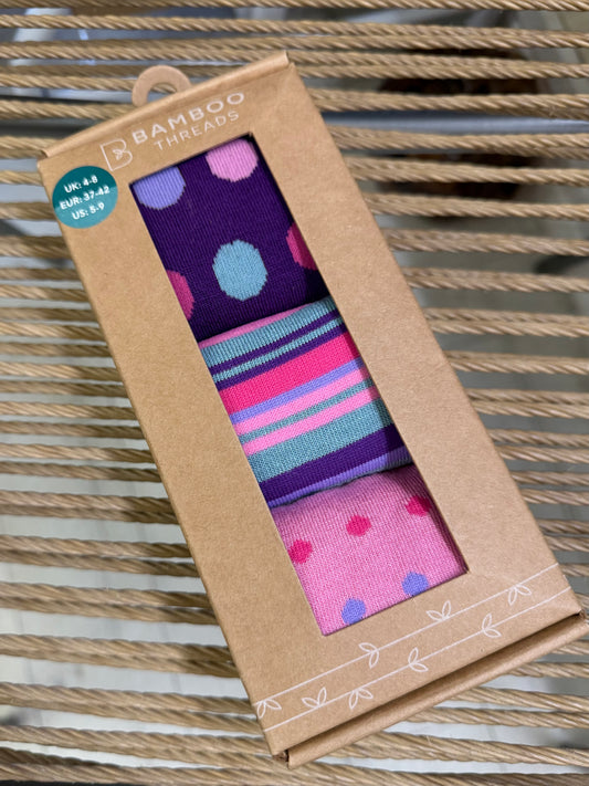 Bamboo Socks Spots/Stripes Gift set