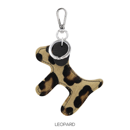 Leather Dog Leopard Keyring