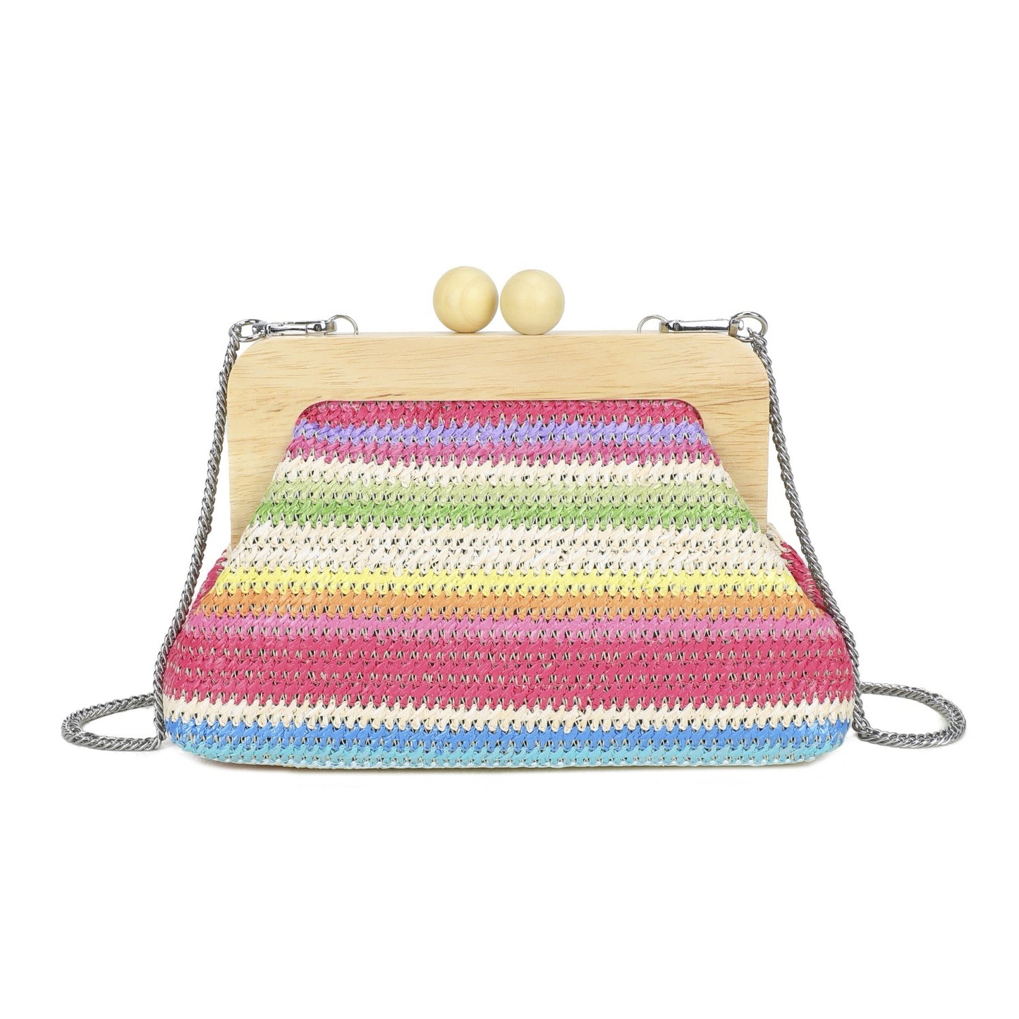 Boho Woven Clutch Bag Rainbow