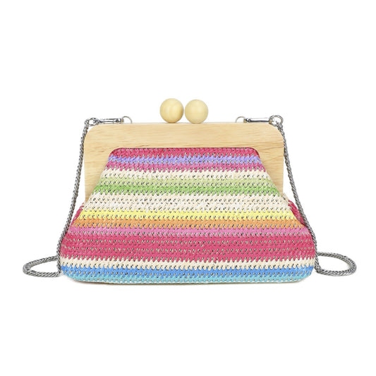Boho Woven Clutch Bag Rainbow