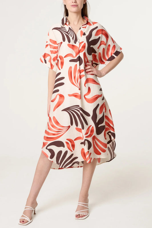 Monstera Leaf Print tunic Dress