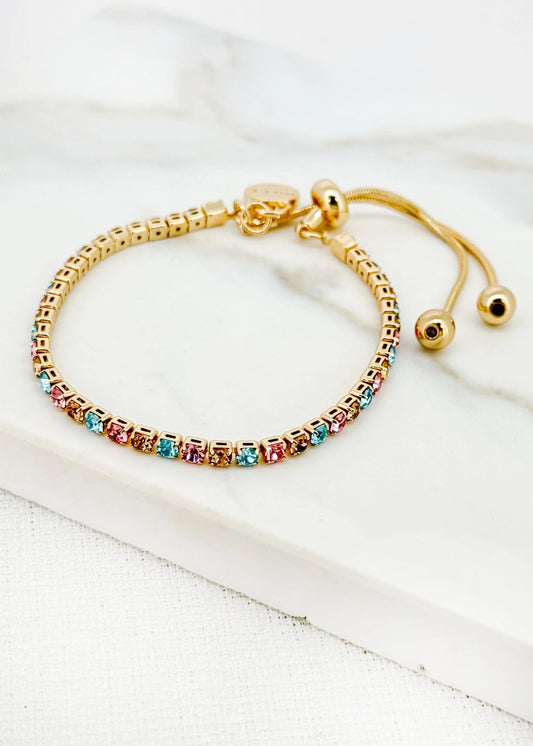 Envy Gold multicolour crystal adjustable bracelet
