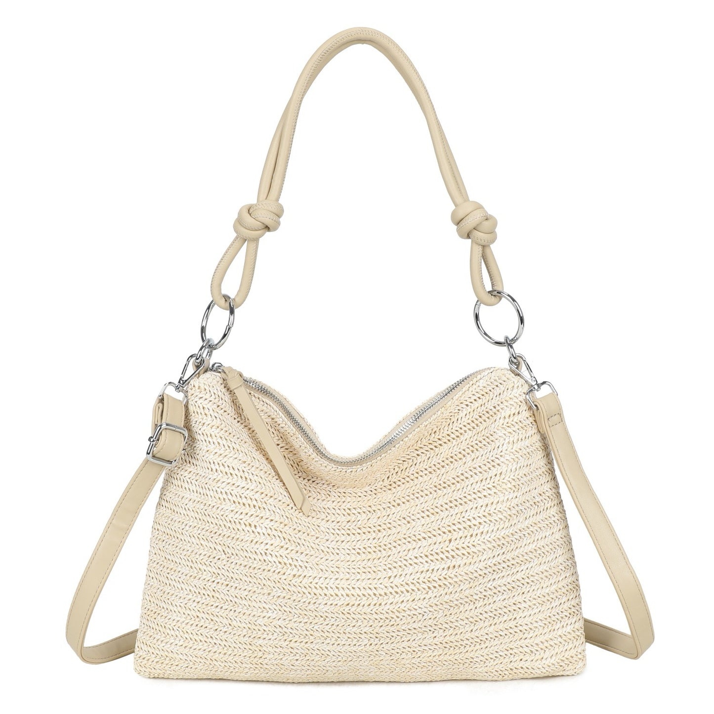 Straw shoulder/Cross body Bag Biege