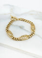Envy Gold flat chain T-bar bracelet with link design