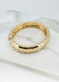 Envy Wide gold and silver two tone stud hinged bangle