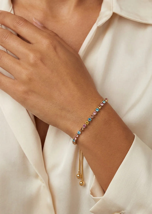 Envy Gold multicolour crystal adjustable bracelet