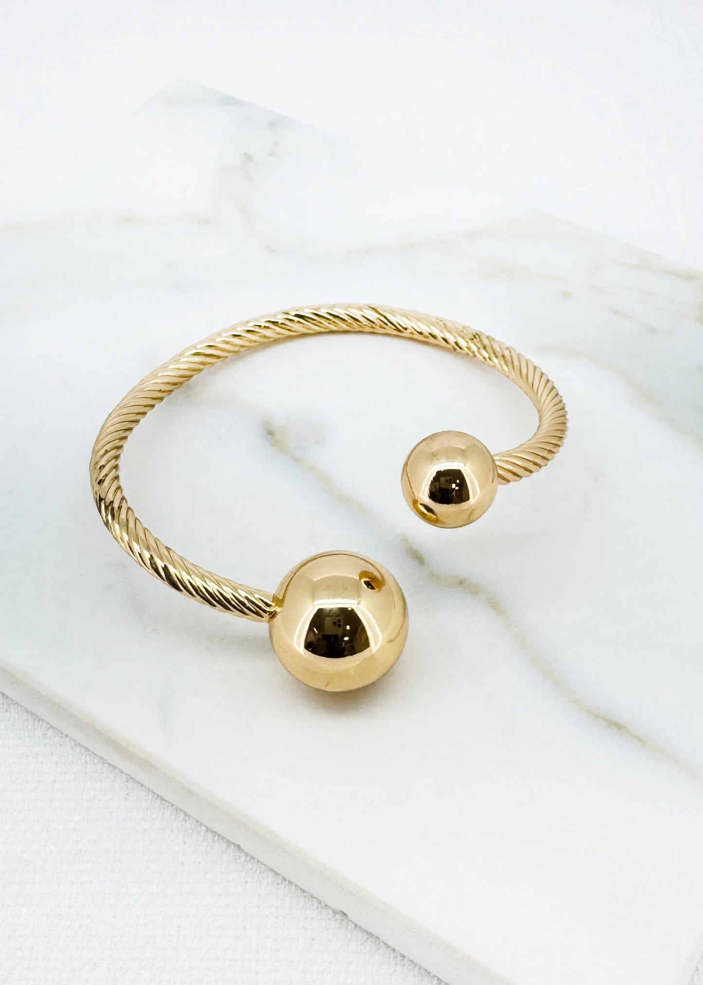 Envy Gold double ball design open bangle