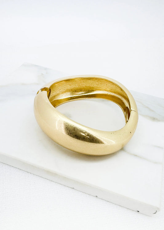 Envy Worn Gold wide hinged bangle