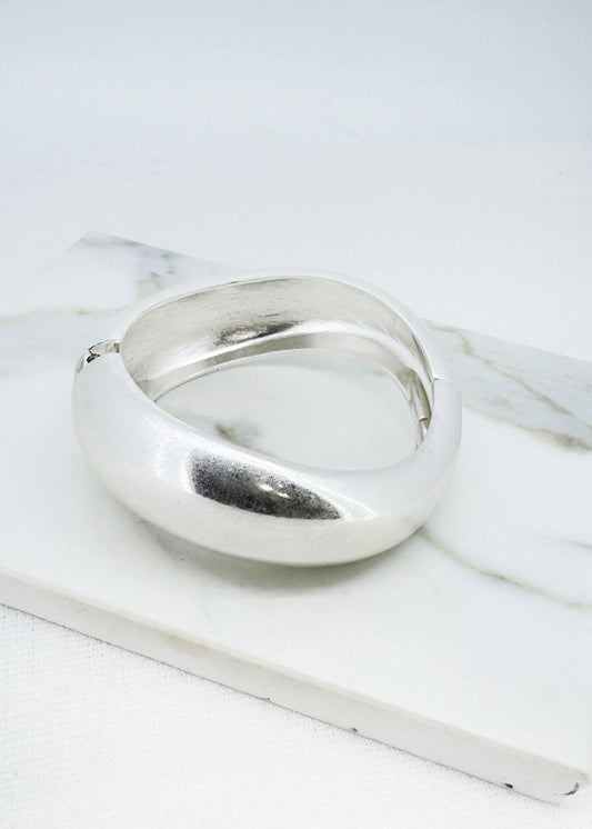 Envy Worn silver wide hinged bangle